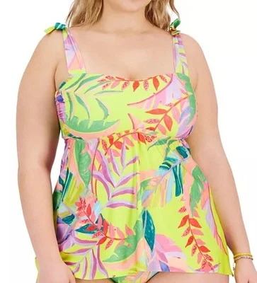 BECCA Costa Bella Tankini Tropical Swim Top Colorful Womens Plus Size 1X (16-18) - Image 1 of 4