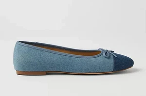 NEW ANN TAYLOR Lined cap toe soft denim blue ballet flat shoes sz 6.5 - Picture 1 of 2