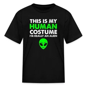 This Is My Human Costume I'm Really An Alien Funny Kid's T-Shirt - Picture 1 of 10