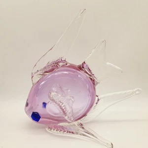 Vidrio vintage de neodimio alejandrita que cambia de color pez azul lila soplado a mano - Imagen 1 de 12