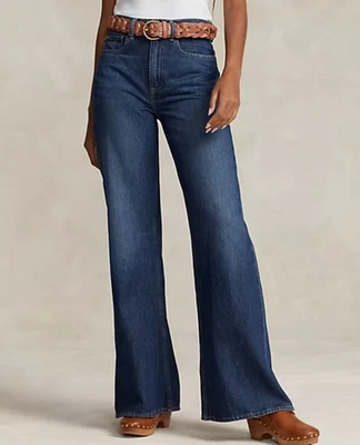 Pantalones de mezclilla Polo Ralph Lauren tiro alto pierna ancha mujer 26 azul 10,5 OZ algodón egipcio Foto 1 de 4