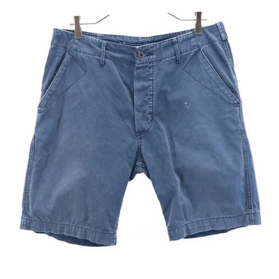 Shorts RRL w33 sistema marinho RALPH LAUREN botão mosca masculino - Imagem 1 de 4