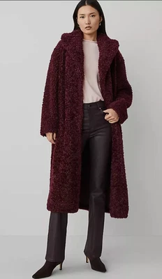 NUEVO ABRIGO DE PELUCHE ANN TAYLOR ROSA MALVA PEQUEÑA PIEL SINTÉTICA TALLA LP Foto 1 de 4