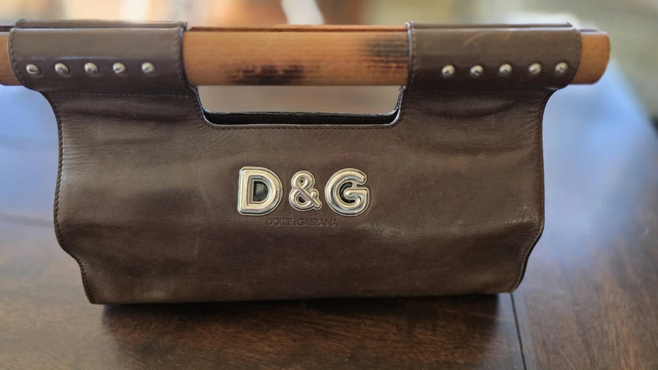 Bolso de Mano Dolce & Gabbana Vintage Cuero Marrón Asa de Madera**Envío Gratis Foto 1 de 4