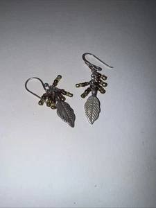 Feather Earrings Long Clip-On, White/Brown, Southwestern, Boho Style - Picture 1 of 3
