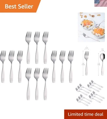 Juego de cubiertos para niños de acero inoxidable con tenedor para niños cuchara utensilios para niños pequeños Foto 1 de 4