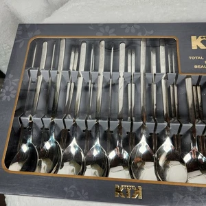 Authentic Korean Stainless Steel Set of 10 Spoons & Chopsticks KTX 2007 NOB - Picture 1 of 9