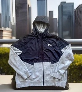 NIKE HYBRID WINDRUNNER TECH FLEECE HOODED JACKET FULL-ZIP BLACK/GREY MENS 3XL - Picture 1 of 6