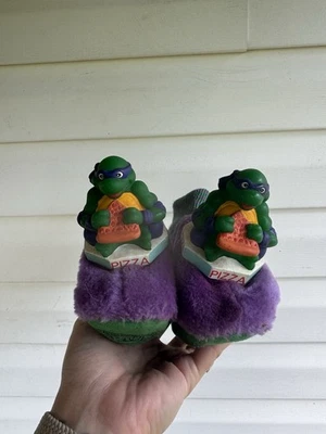 Chinelos infantis vintage 1994 TMNT tamanho 11-12 tartaruga ninja leão pizza - Imagem 1 de 4