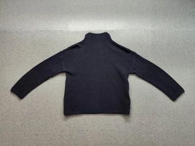 Suéter H&M Para Mujer Pequeño Azul Marino Acanalado Cuello Simulado Pullover Tejido Básico Foto 1 de 4