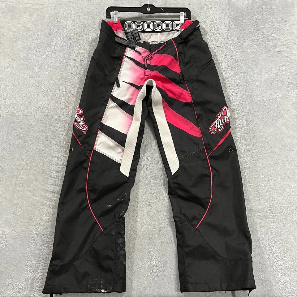 Pantalones de motocross rosa y negro FLY Racing inversión cinética para mujeres jóvenes 9-10 Foto 1 de 4