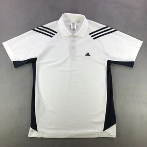 Adidas Shirt Mens Medium White Blue Colorblock Climacool Vented Soccer Golf Polo - Picture 1 of 14