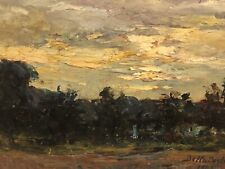 Beautiful ï¿¼1908 Signed Early Impressionist Landscape Sunset Italian / Spanish