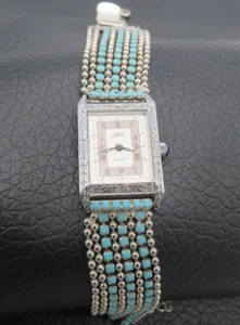 Vintage KIRKS FOLLY Multi Strand Women's Watch Turquoise & Silver Tone New Bat - Picture 1 of 9
