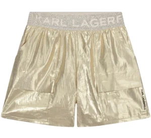 Karl Lagerfeld Girl's Shiny Shorts W/ Side Pocket Gold [Z14199-576] - Picture 1 of 2