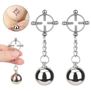 Breast Nipple Clamps Clitoris Clip Weights Ball BDSM Bondage Sex Toy Play Female - Picture 1 of 12