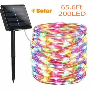 8 Modes 200 LED Solar String Light Copper Wire Fairy Light Garden Decor Colorful - Picture 1 of 9