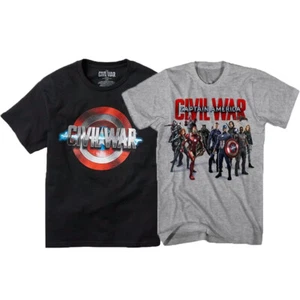 2 T-Shirt Marvel Captain America Guerra Civile Giovanile NUOVE - Foto 1 di 4