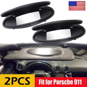 Vanity Sun Visor Mirror w/Base Fits Porsche 911 Boxster Cayman 996 997 986 2pc - Picture 1 of 10