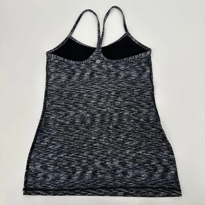 Camiseta sin mangas Lululemon para mujer 8 gris Power Y camiseta sin mangas corredor sujetador incorporado jaspeado Foto 1 de 4