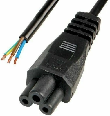 2M, IEC C5 CLOVERLEAF TYPE SOCKET TO BARE/OPEN ENDS CABLE, 2.5A MAINS POWER LEAD - Image 1 of 2