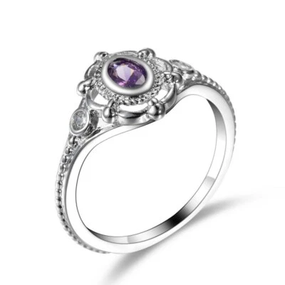  Anillo para mujer rojo púrpura verde circonita cúbica AAA relleno de oro blanco cumpleaños boda talla 6-10 Foto 1 de 4