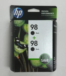Nuevo Genuino OEM Sellado HP 98 C9514FN C9364WN Tinta Negra - PAQUETE DOBLE - CADUCADO - Imagen 1 de 4