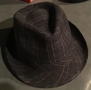 Aldo Gray Striped Fedora Hat 100% Polyester 1 1/2” Brim Classic Look - Picture 1 of 9