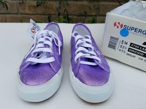 $65 Superga LE SUPERGA 2750LAMEJ Girl Sneaker Size 2.5 US, EU 34 metallic purple - Picture 1 of 6