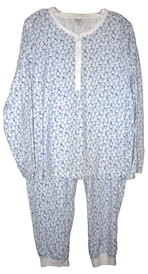 J. JUEGO DE 2 PIJAMAS CREW TALLA XXL AZUL BLANCO ESTAMPADO MUÑECOS DE NIEVE 100% ALGODÓN TEJIDO USADO EN EXCELENTE ESTADO Foto 1 de 4