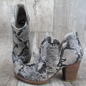 Womens Fergalicious Charley Ankle Boots Heel Booties Sz 6 Stacked Heel Snakeskin - Picture 1 of 10
