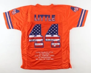 Floyd Little Signed Denver Broncos Career Stat Jersey 3xInscribed (JSA COA) R.B. - Picture 1 of 7