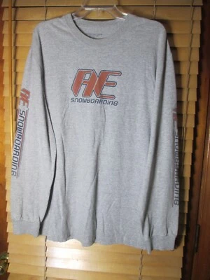 American Eagle Men's L Gray Pullover Long Sleeve Shirt Snowboarding Graphic NEW - Image 1 of 4