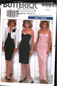 6991 Vintage Butterick Sewing Pattern Misses 1980s Loose Fitting Jacket Dress 10 - Picture 1 of 2