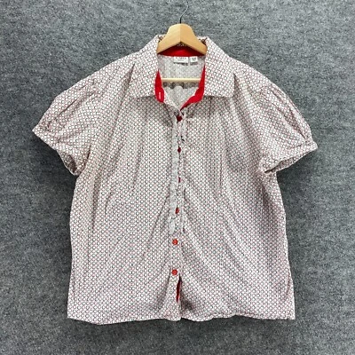 Cato Shirt Women 18/20W Plus White Polka Dot Button Up Collared Short Sleeve - Image 1 of 4