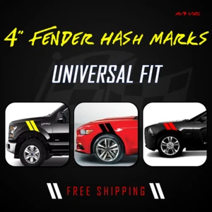 4" Fender Hash Stripes Marks Vinyl Decal Graphics | Universal Fit New: Chrome - Picture 1 of 5