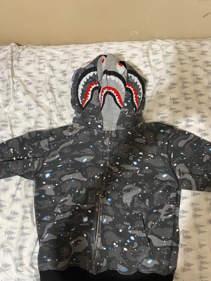 Bape Space Camo Tiburón Cremallera Completa Doble Sudadera con Capucha Foto 1 de 1