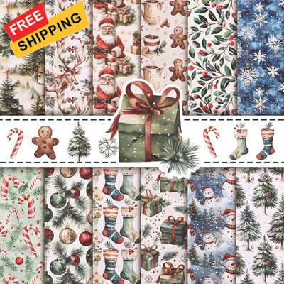 Papel álbum de recortes Konsait 24 hojas acuarela Navidad 6x6, estampado único  Foto 1 de 4