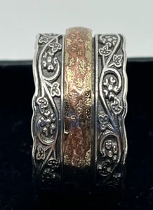 Sterling Spinner Ring PZ 925 Israel Meditation Sorgen Band gemischt Metall Gr.E 11 - Bild 1 von 8
