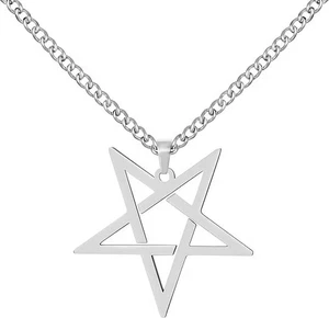 Collar y Colgante Pentáculo Estrella Invertida Pentagrama Invertido Acero Inoxidable - Imagen 1 de 3