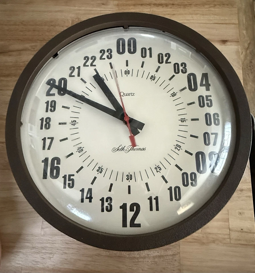 Seth Thomas 24 Hour Military Time Wall Clock 13” Made in USA Quartz Vintage - Image 1 of 4