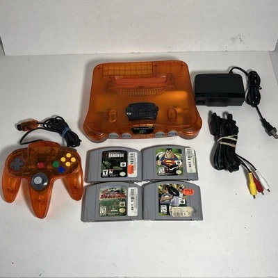 Consola Nintendo 64 N64 Funtastic Naranja Fuego Auténtica Paquete Probada Funciona Foto 1 de 4