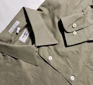 Men's Mondo Di Marco Forest Green Fine Cotton Dress Shirt VTG RARE 39 32/33 MINT - Picture 1 of 4