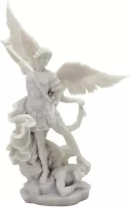 White Archangel St Michael Statue - Michael Archangel of Heaven Defeating Lucife - Picture 1 of 1