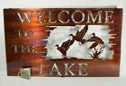 Welcome to the Lake 20 cali cięte laserowo metal dekoracja wisząca sztuka ścienna rustykalna