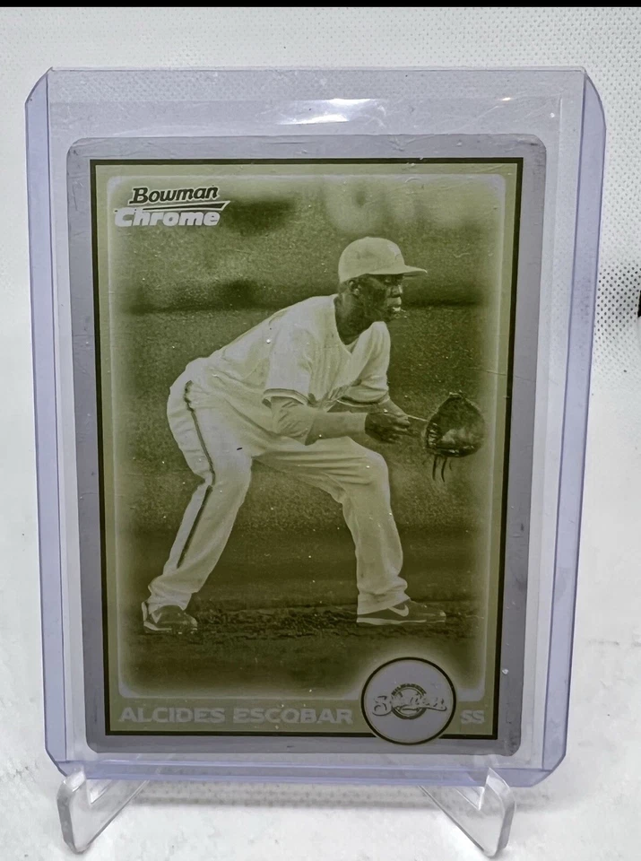 1/1 Alcides Escobar 2010 Bowman Chrome Draft #54 Printing Plate Yellow - Image 1 of 2