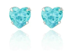 Sterling Silver Heart Shape Aquamarine 1.24ct Stud Earrings (925) - Picture 1 of 3