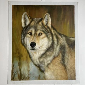 Realistisches grauer Wolf Ölgemälde 24” x 20” - Bild 1 von 4
