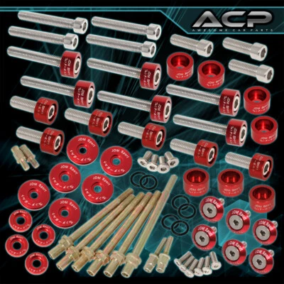 K-Series For Acura Cam Cap/6mm Cup/Header/M6 6Pcs Fender/Valve Washer+Bolt Red - Image 1 of 4