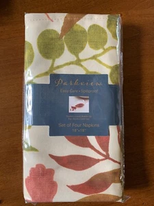 Parkview Set Of 4 Napkins Rust Green Leaves 18x18 Easy Care New - Picture 1 of 6